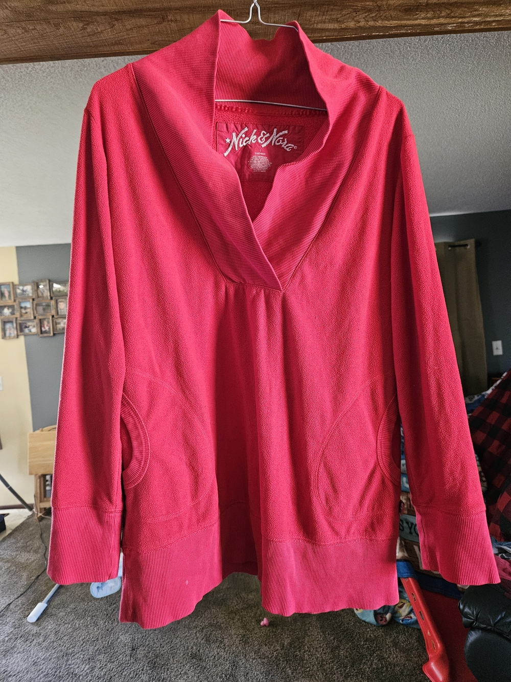 Nick & Nora Hot Pink Shawl Collar Pullover